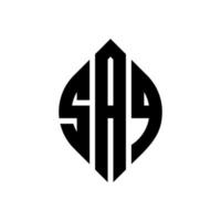 saq cirkel letter logo-ontwerp met cirkel en ellipsvorm. saq ellipsletters met typografische stijl. de drie initialen vormen een cirkellogo. saq cirkel embleem abstracte monogram brief mark vector. vector