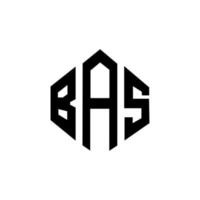 bas letter logo-ontwerp met veelhoekvorm. bas veelhoek en kubusvorm logo-ontwerp. bas zeshoek vector logo sjabloon witte en zwarte kleuren. bas monogram, business en onroerend goed logo.