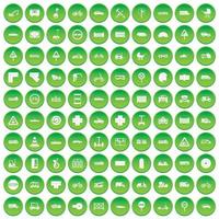 100 wegpictogrammen instellen groene cirkel vector