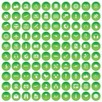 100 wintersportpictogrammen instellen groene cirkel vector