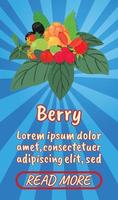 berry concept banner, strips isometrische stijl vector