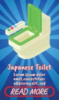 japanse toiletconceptbanner, strips isometrische stijl vector