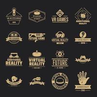 virtual reality logo iconen set, eenvoudige stijl vector