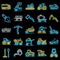 landbouw apparatuur icon set vector neon