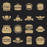 hamburger logo iconen set, eenvoudige stijl vector