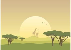 Gratis Afrikaanse Savannah Landschap Vector