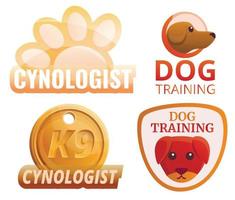 cynologist logo set, cartoon stijl vector