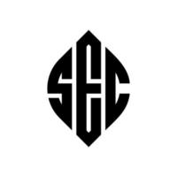 sec cirkel letter logo-ontwerp met cirkel en ellipsvorm. sec ellipsletters met typografische stijl. de drie initialen vormen een cirkellogo. sec cirkel embleem abstracte monogram brief mark vector. vector