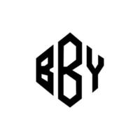 bby letter logo-ontwerp met veelhoekvorm. bby veelhoek en kubusvorm logo-ontwerp. bby zeshoek vector logo sjabloon witte en zwarte kleuren. bby monogram, bedrijfs- en onroerend goed logo.