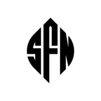 sfn cirkel letter logo ontwerp met cirkel en ellipsvorm. sfn ellipsletters met typografische stijl. de drie initialen vormen een cirkellogo. sfn cirkel embleem abstracte monogram brief mark vector. vector