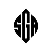 sga cirkel letter logo ontwerp met cirkel en ellipsvorm. sga ellipsletters met typografische stijl. de drie initialen vormen een cirkellogo. sga cirkel embleem abstracte monogram brief mark vector. vector