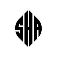 sha cirkel letter logo ontwerp met cirkel en ellipsvorm. sha ellipsletters met typografische stijl. de drie initialen vormen een cirkellogo. sha cirkel embleem abstracte monogram brief mark vector. vector