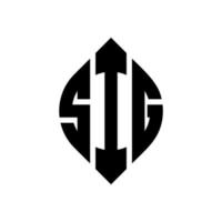 sig cirkel letter logo ontwerp met cirkel en ellipsvorm. sig ellipsletters met typografische stijl. de drie initialen vormen een cirkellogo. sig cirkel embleem abstracte monogram brief mark vector. vector