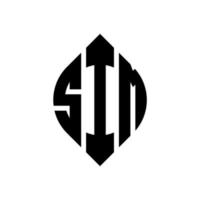 sim cirkel letter logo ontwerp met cirkel en ellipsvorm. sim-ellipsletters met typografische stijl. de drie initialen vormen een cirkellogo. sim cirkel embleem abstracte monogram brief mark vector. vector