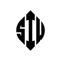 siw cirkel letter logo-ontwerp met cirkel en ellipsvorm. siw ellipsletters met typografische stijl. de drie initialen vormen een cirkellogo. siw cirkel embleem abstracte monogram brief mark vector. vector