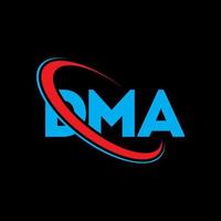 dma-logo. dma brief. dma brief logo ontwerp. initialen dma-logo gekoppeld aan cirkel en monogram-logo in hoofdletters. dma-typografie voor technologie, zaken en onroerend goed merk. vector