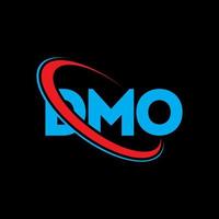 dmo-logo. dmo-brief. dmo brief logo ontwerp. initialen dmo-logo gekoppeld aan cirkel en monogram-logo in hoofdletters. dmo-typografie voor technologie, zaken en onroerend goed merk. vector