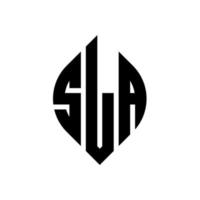 sla cirkel letter logo-ontwerp met cirkel en ellipsvorm. sla ellipsletters met typografische stijl. de drie initialen vormen een cirkellogo. sla cirkel embleem abstracte monogram brief mark vector. vector