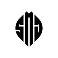 smj cirkel letter logo ontwerp met cirkel en ellipsvorm. smj ellipsletters met typografische stijl. de drie initialen vormen een cirkellogo. smj cirkel embleem abstracte monogram brief mark vector. vector