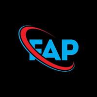 fap-logo. fap brief. fap letter logo-ontwerp. initialen fap-logo gekoppeld aan cirkel en monogram-logo in hoofdletters. fap typografie voor technologie, zaken en onroerend goed merk. vector