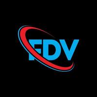 fdv-logo. fd brief. fdv brief logo ontwerp. initialen fdv-logo gekoppeld aan cirkel en monogram-logo in hoofdletters. fdv-typografie voor technologie, zaken en onroerend goed merk. vector