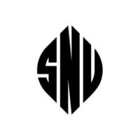 snu cirkel letter logo ontwerp met cirkel en ellipsvorm. snu ellipsletters met typografische stijl. de drie initialen vormen een cirkellogo. snu cirkel embleem abstracte monogram brief mark vector. vector