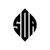 soa cirkel letter logo ontwerp met cirkel en ellipsvorm. soa ellipsletters met typografische stijl. de drie initialen vormen een cirkellogo. soa cirkel embleem abstracte monogram brief mark vector. vector