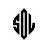 sol cirkel letter logo-ontwerp met cirkel en ellipsvorm. sol ellipsletters met typografische stijl. de drie initialen vormen een cirkellogo. sol cirkel embleem abstracte monogram brief mark vector. vector