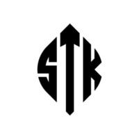 stk cirkel letter logo ontwerp met cirkel en ellipsvorm. stk ellipsletters met typografische stijl. de drie initialen vormen een cirkellogo. stk cirkel embleem abstracte monogram brief mark vector. vector