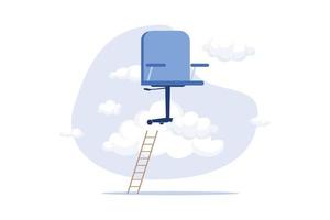 management bureaustoel op wolk met ladder voor talent en werknemer om omhoog te klimmen. carrièresucces, functie gepromoveerd tot managementmogelijkheid of ladder van succesconcept. vector