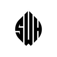 swh cirkel letter logo ontwerp met cirkel en ellipsvorm. swh ellipsletters met typografische stijl. de drie initialen vormen een cirkellogo. swh cirkel embleem abstracte monogram brief mark vector. vector