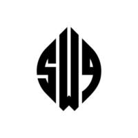 swq cirkel letter logo ontwerp met cirkel en ellipsvorm. swq ellipsletters met typografische stijl. de drie initialen vormen een cirkellogo. swq cirkel embleem abstracte monogram brief mark vector. vector