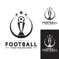 voetbal of voetbalkampioenschap trofee logo ontwerp vector pictogram template.champions voetbaltrofee voor winnaar award