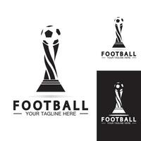 voetbal of voetbalkampioenschap trofee logo ontwerp vector pictogram template.champions voetbaltrofee voor winnaar award