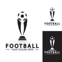 voetbal of voetbalkampioenschap trofee logo ontwerp vector pictogram template.champions voetbaltrofee voor winnaar award