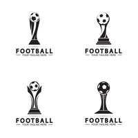 voetbal of voetbalkampioenschap trofee logo ontwerp vector pictogram template.champions voetbaltrofee voor winnaar award