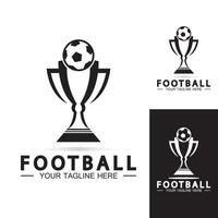 voetbal of voetbalkampioenschap trofee logo ontwerp vector pictogram template.champions voetbaltrofee voor winnaar award