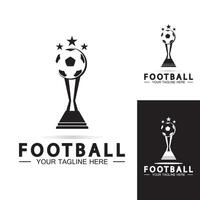 voetbal of voetbalkampioenschap trofee logo ontwerp vector pictogram template.champions voetbaltrofee voor winnaar award