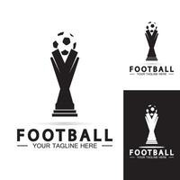 voetbal of voetbalkampioenschap trofee logo ontwerp vector pictogram template.champions voetbaltrofee voor winnaar award