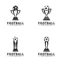 voetbal of voetbalkampioenschap trofee logo ontwerp vector pictogram template.champions voetbaltrofee voor winnaar award