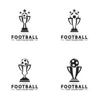 voetbal of voetbalkampioenschap trofee logo ontwerp vector pictogram template.champions voetbaltrofee voor winnaar award