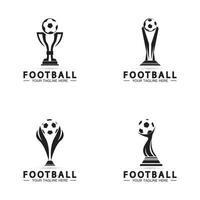 voetbal of voetbalkampioenschap trofee logo ontwerp vector pictogram template.champions voetbaltrofee voor winnaar award