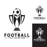 voetbal of voetbalkampioenschap trofee logo ontwerp vector pictogram template.champions voetbaltrofee voor winnaar award