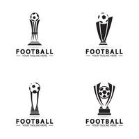 voetbal of voetbalkampioenschap trofee logo ontwerp vector pictogram template.champions voetbaltrofee voor winnaar award