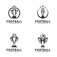 voetbal of voetbalkampioenschap trofee logo ontwerp vector pictogram template.champions voetbaltrofee voor winnaar award