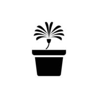 bloempictogram in pot, eenvoudig bloemteken en symbool. potplanten, tuinieren, sierplant geïsoleerd lijnteken. vector