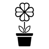 bloempictogram in pot, eenvoudig bloemteken en symbool. potplanten, tuinieren, sierplant geïsoleerd lijnteken. vector
