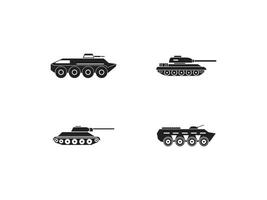 tank pictogrammenset, eenvoudige stijl vector
