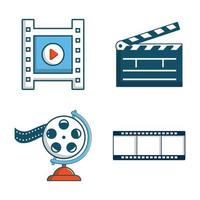 videobestand icon set, cartoon stijl vector