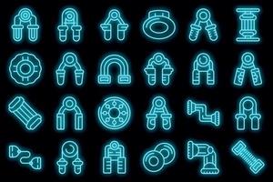 Australische keuken pictogrammen instellen overzicht vector. taart ontbijt vector neon